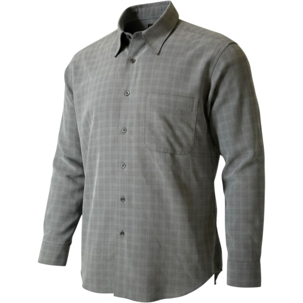 Claiborne Mens Grey Plaid Long Sleeve Button Down Shirt Size Large
